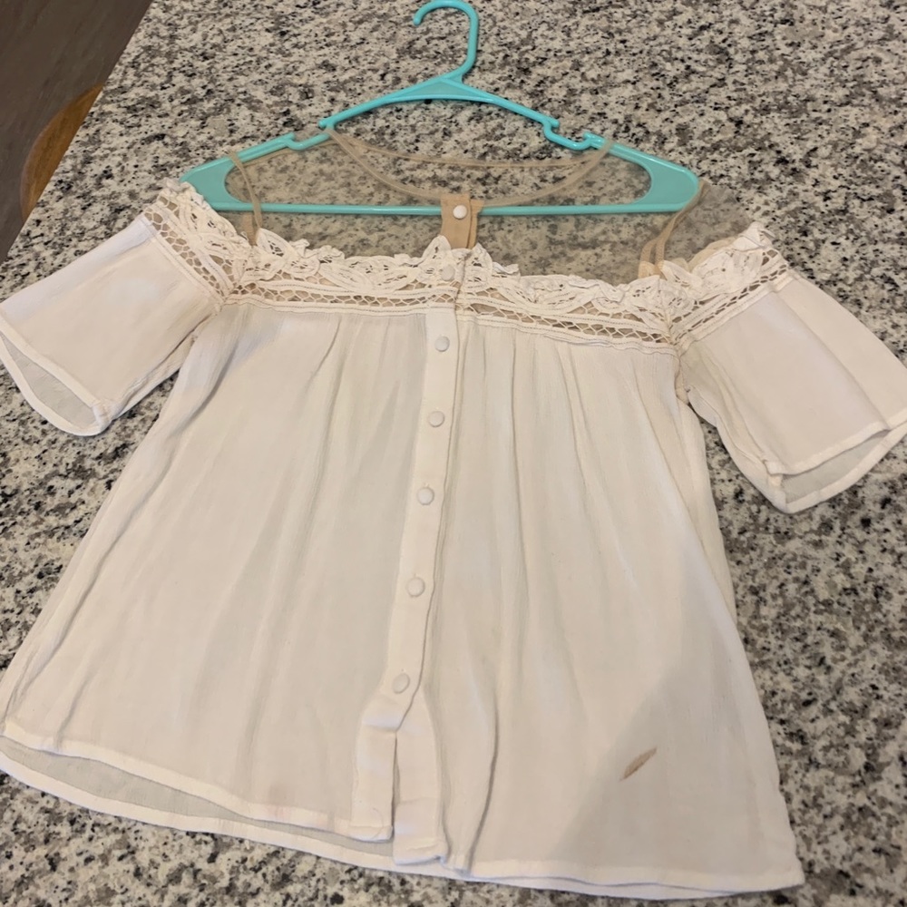 White Blouse with Sheer Shoulder Detail